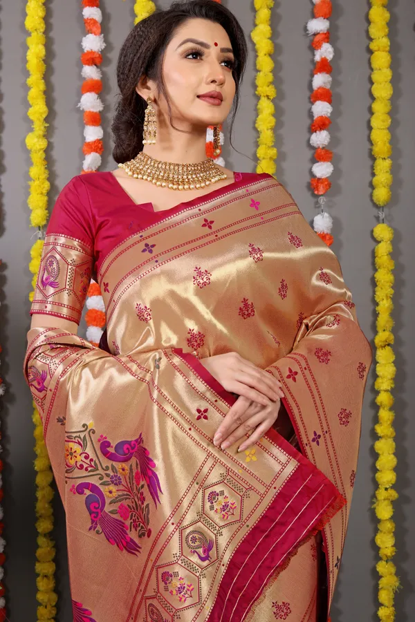 Wine_Art_Silk_Paithani_Traditional_Saree_With_Unstiched_Blouse_Piece